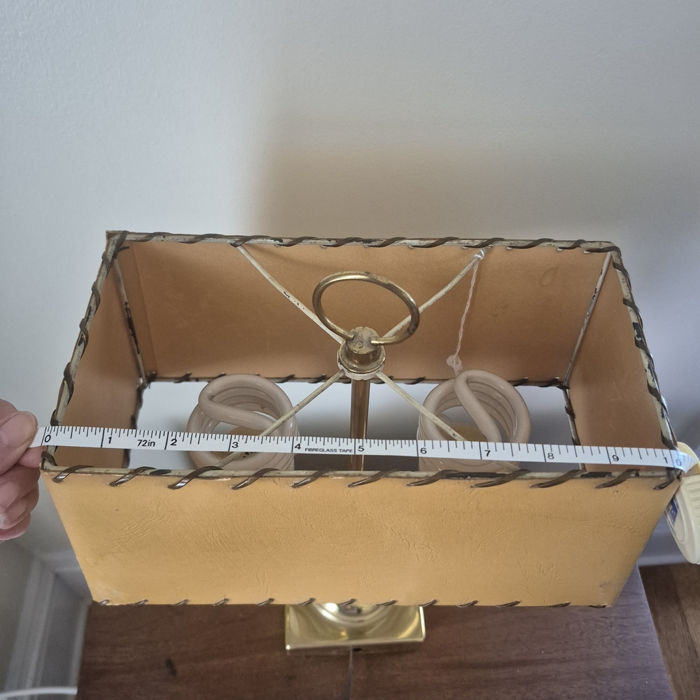 Elegant Tan Table Lamp with Gold Accents - Picture 3 of 14